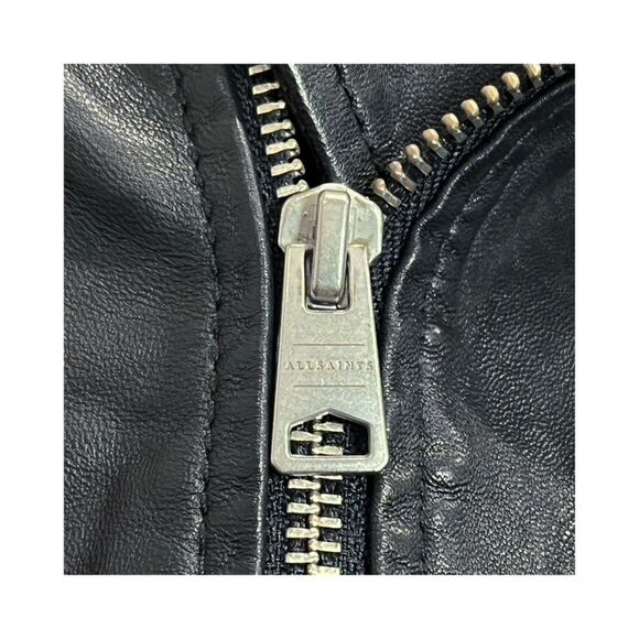 ALL SAINTS • Black Rio Biker Leather Jacket • Size Medium - Picture 10 of 13